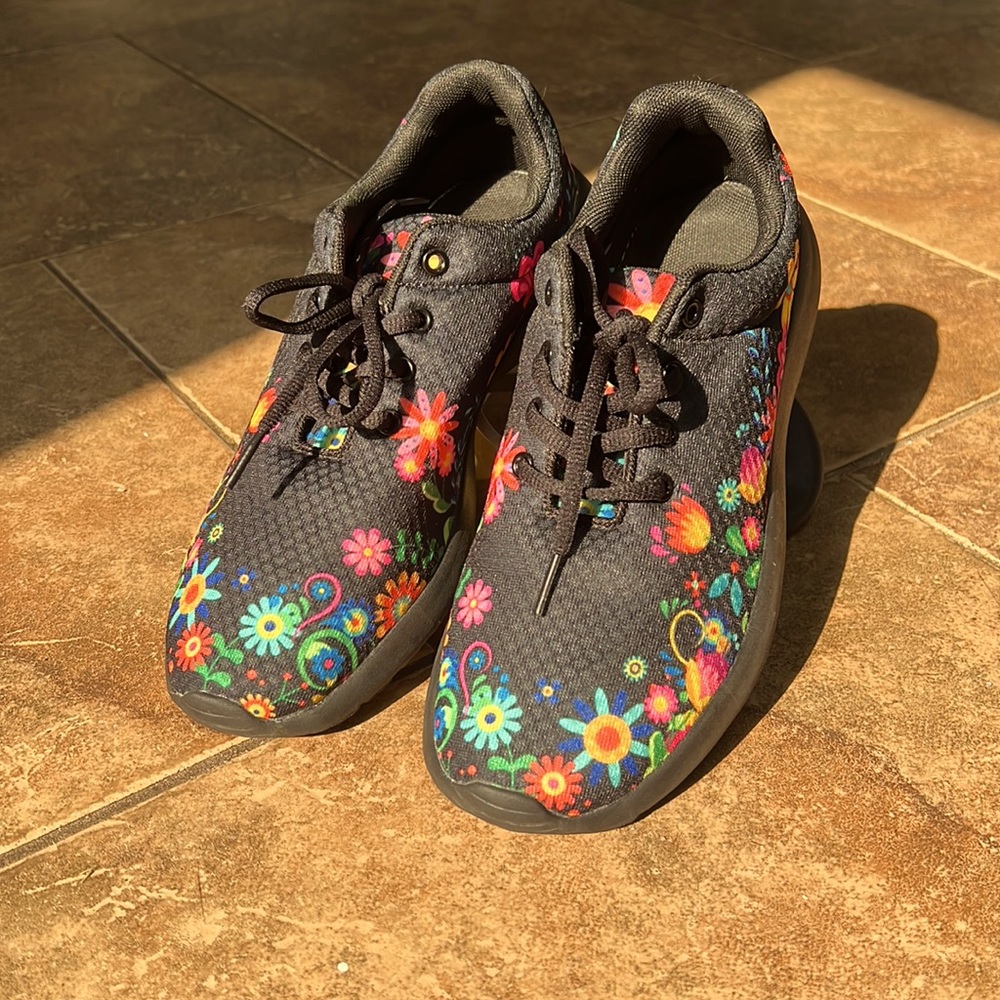 Black Floral Sneakers